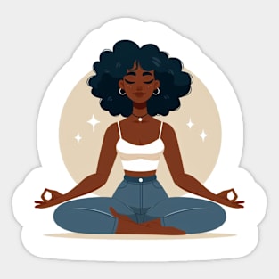 Black woman doing Yoga Sticker